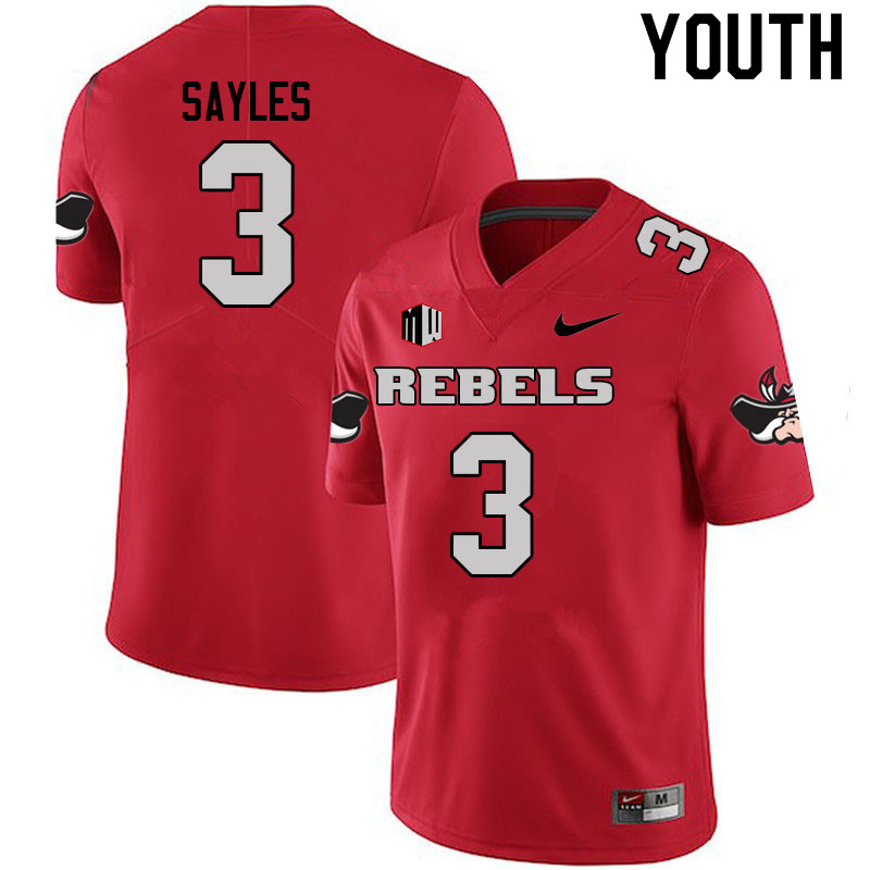 Youth #3 Isaiah Sayles UNLV Rebels College Football Jerseys Sale-Scarlet